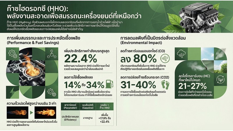 ก๊าซไฮดรอกซี (HHO) ที่ผลิตจากการแยกน้ำด้วยไฟฟ้ามาใช้เป็น เชื้อเพลิงเสริม